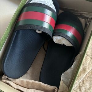 Gucci Slide Sandals - Black, Red, Green